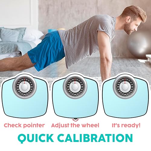 Miniatura 3 de Adamson Báscula A25 para peso corporal, hasta 400 libras, esfera de 5.3 pulgadas en plataforma de 12.4 x 10.2 pulgadas, superficie de goma