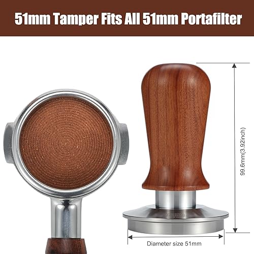 Miniatura 5 de YOLOYO - Manipulador de café expreso de 2.008 in, mango de madera de nogal para máquina de café expreso de 2.008 in, 30 libras de presión constante