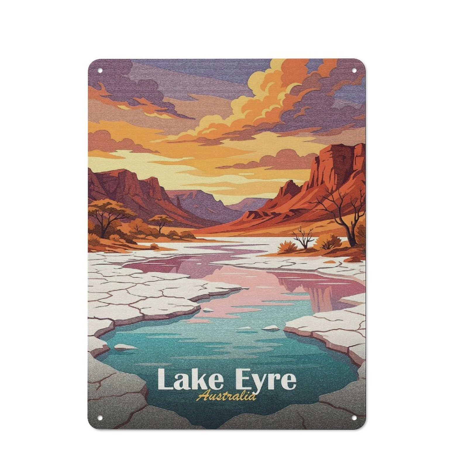 Creative Lake Eyre, Australia Landscape Art Tin Sign 40x30cm, Study Room Decor for Workspace, Cafe, Shop Or Desk Area