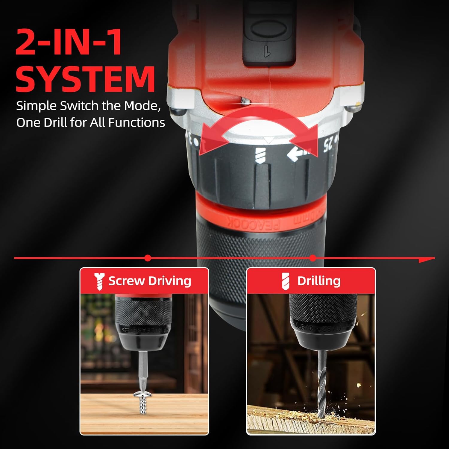 Cordless Drill Set Compatible with Makita 18V Battery, MAX 1350 RPM,23 ft-lbs / 32 N.m, 0-3/8'' Chuck, 35+2 Torque Set,Build-in LED, 43 Bits & Sockets,1 * 2.0 Ah Battery and Charger