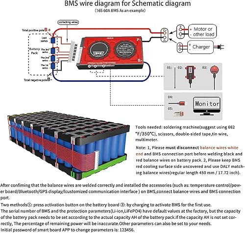 Miniatura 8 de KuRkur BMS 16S 48V Lifepo4 18650 12V 7S 24V 60V 72V 400A 3S-24S con BT CAN RS485 Sistema de control de placa de protección de carga inteligente,
