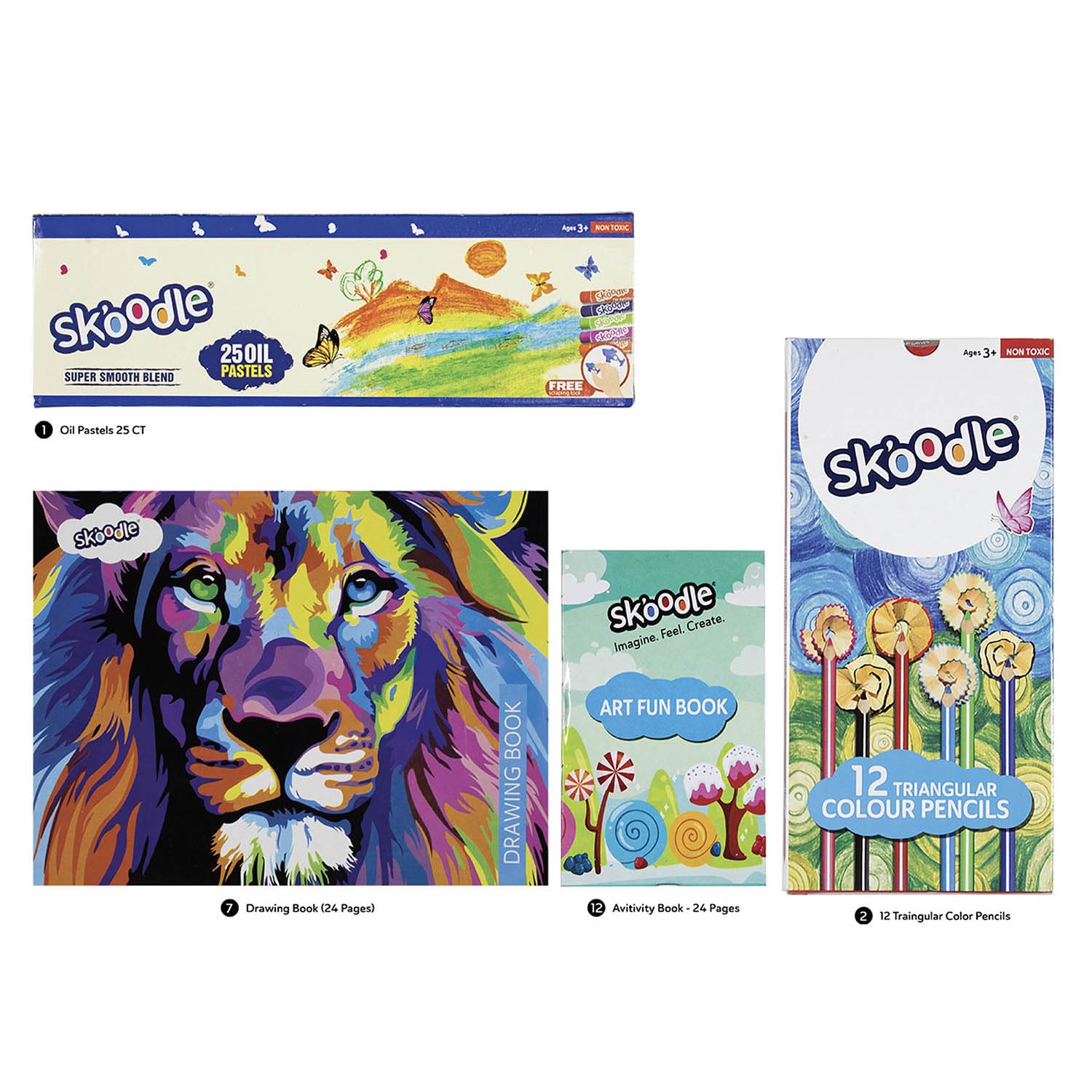 SKOODLE Art & Colouring Kit - A Complete Set for Creative Exploration and Expression, Art & Craft for Kids 3