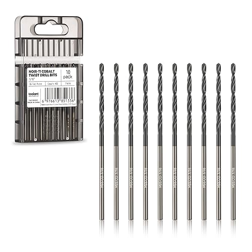 Miniatura 19 de toolant Juego de brocas de cobalto de 1/4" (Pro) recubierto de nitruro de aluminio y titanio (TiAlN) con punta de viñeta, 10 piezas a granel