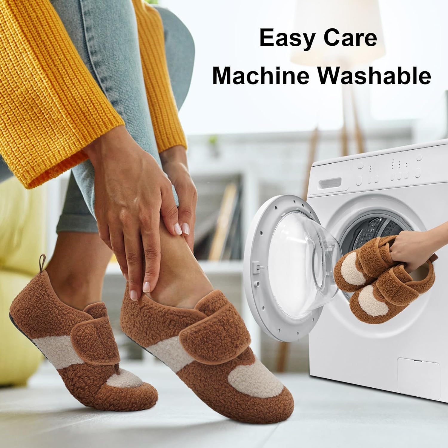 BARERUN Women Slippers Adjustable Wide Diabetic House Slippers for Women Soft-Lightweight House Shoes with Rubber Sole Indoor/Outdoor - Image 7