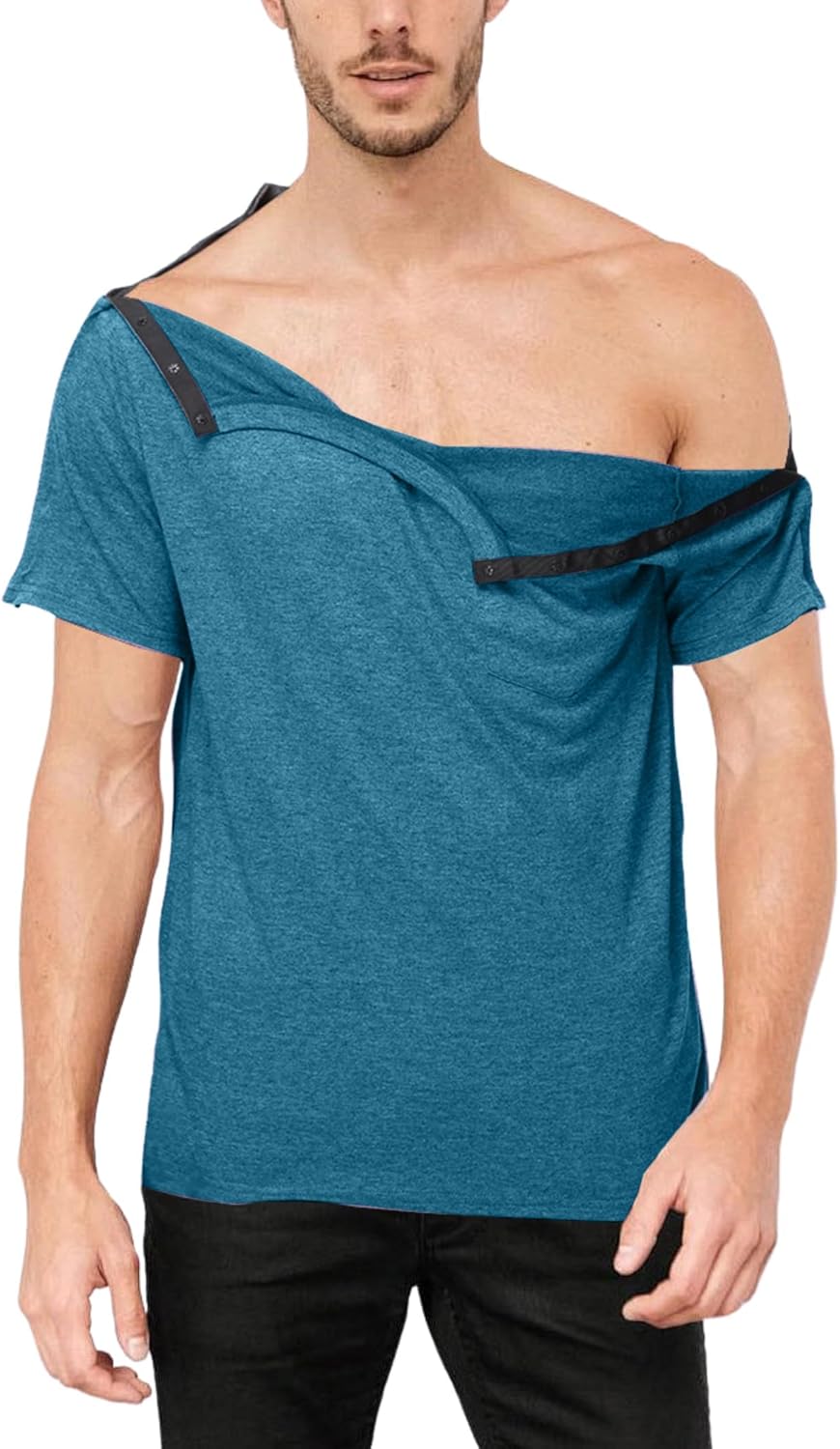 Unisex Post Shoulder Surgery Shirts After Rotator Cuff Surgery Shirt Snap Tearaway Shirts Chemo Port Adaptive Clothing - Image 2