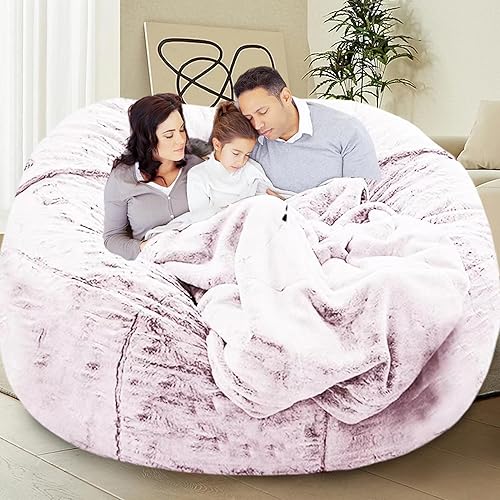 Miniatura 35 de Puf para adultos y niños sin relleno, cómodo y esponjoso, gigante, redondo, funda de puf para sofá perezoso, silla de lectura, silla de piso, 6 Gris