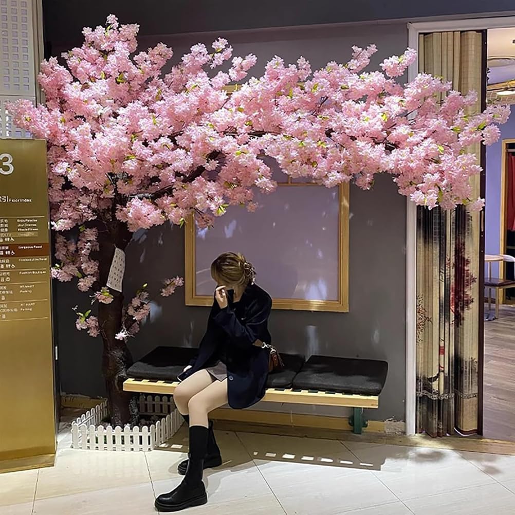 Großer künstlicher Kirschblütenbaum, 1,5 m, japanische rosa blühende Pflanze für Zuhause, Büro und Schlafzimmer, Dekoration, realistischer Look, für drinnen und draußen