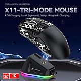 ATTACK SHARK X11 Gaming Mouse with Magnetic Charging Dock, PixArt PAW3311 Gaming Sensor, BT/2.4G Wireless/Wired Gaming Mouse with Mouse Grip Tape, 22000 DPI, Gamer Mice for Win11/Xbox/PS/Mac (Black) - 2