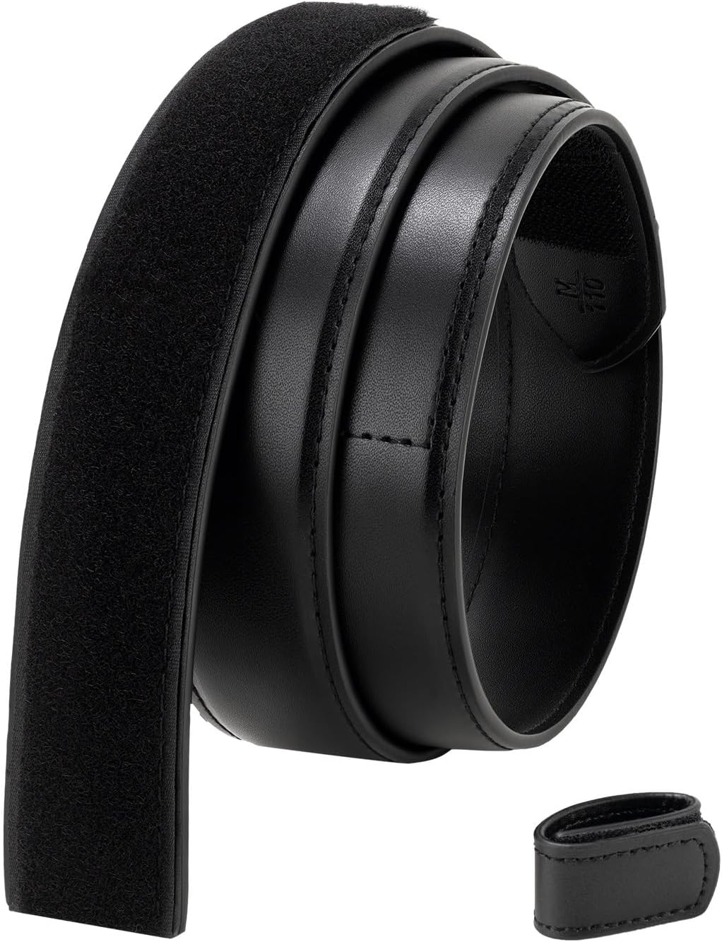 TACNEX Mechanic Belt Buckleless No Scratch Genuine Leather Belt 1 3/8" Hook and Loop Technician Movers Work Belt Travel Belt, 1 3/8" Wide Black Leather, M