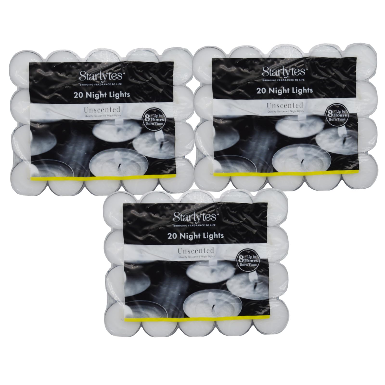 Starlytes Unscented Night Light Candles - 8 Hours Burn Time (60x)