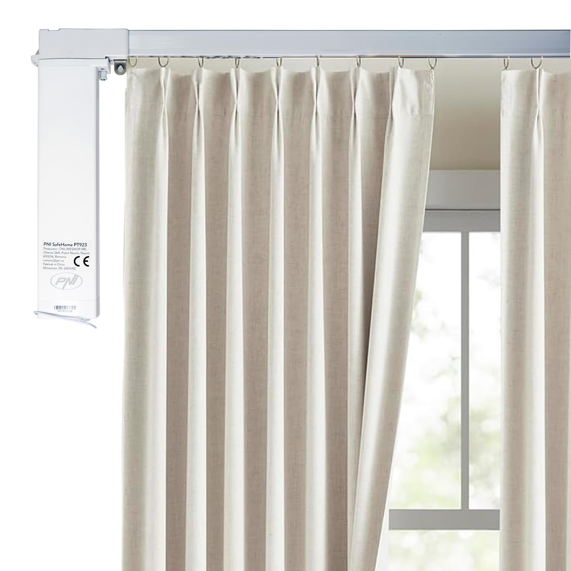 Motore per tende intelligenti, tende PNI SafeHome PT923, WiFi, con telecomando incluso, controllato con l'app Tuya Smart