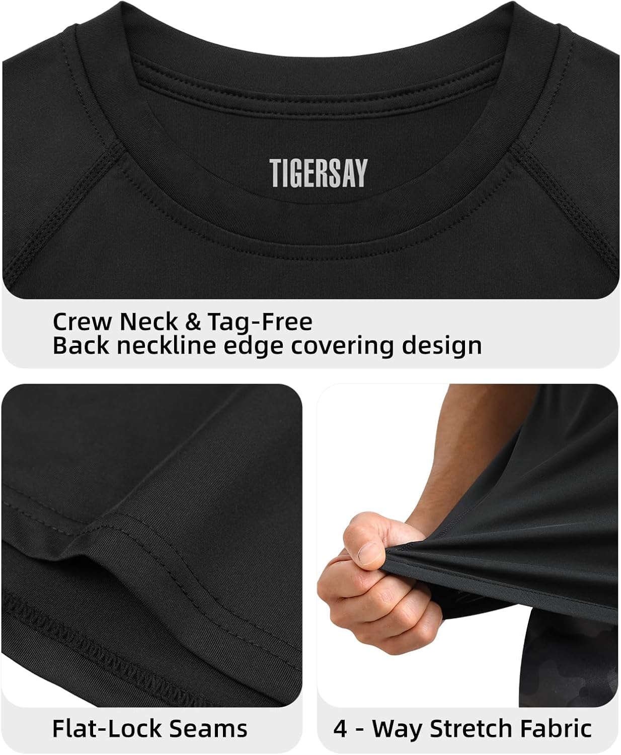 Men's Compression Shirts, Short Sleeve T-Shirt Athletic Compression Tops Workout Sports Base Layer Undershirt - Image 7