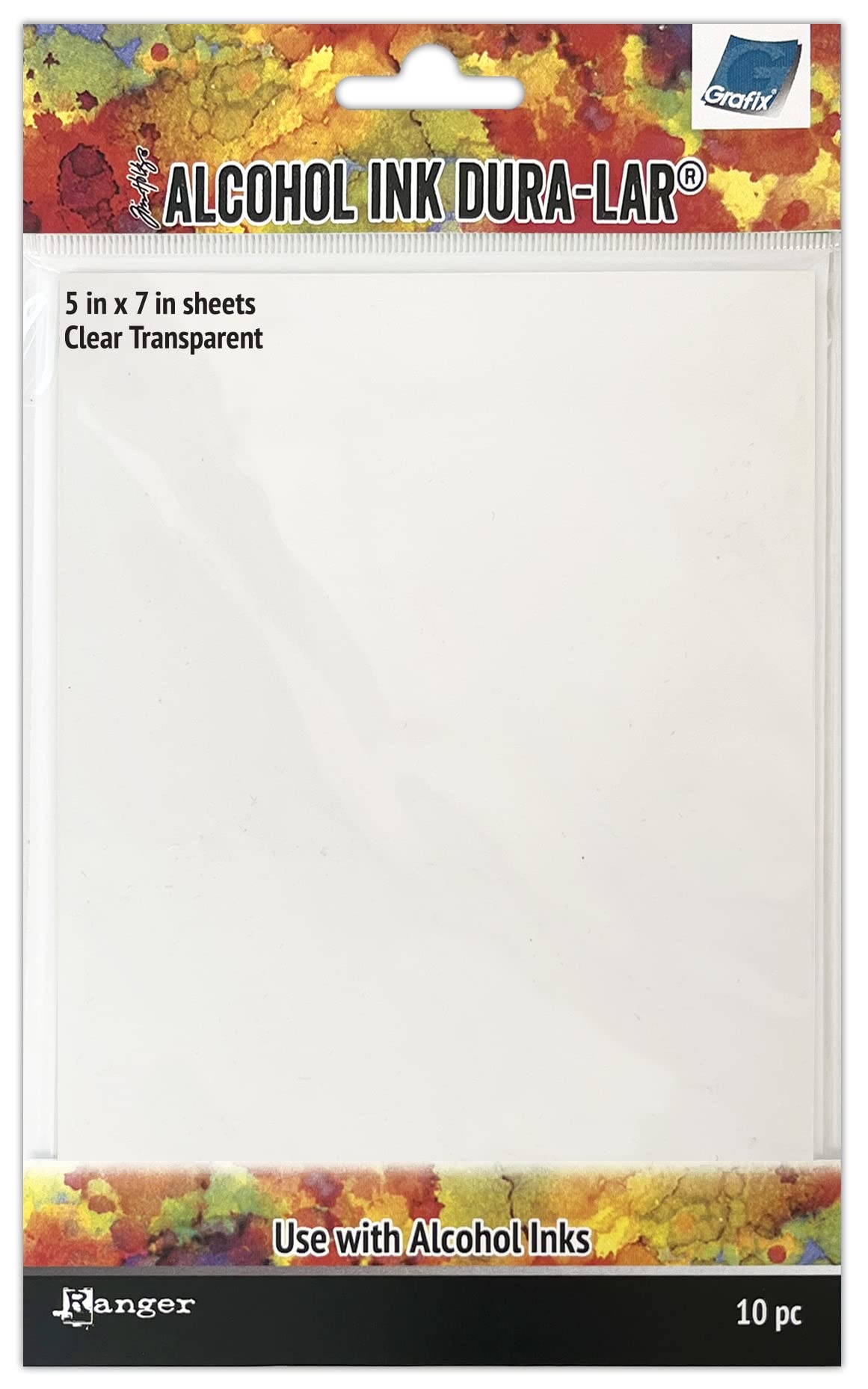 Tim Holtz Alcohol Ink Dura-Lar 5"X7" 10/Pkg-Clear Transparent