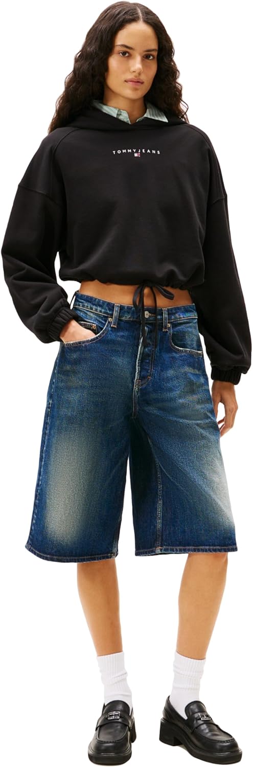 Tommy Jeans Women's Medium Weight Cropped Hoodies with Rhinestone Logo Detail - Image 3