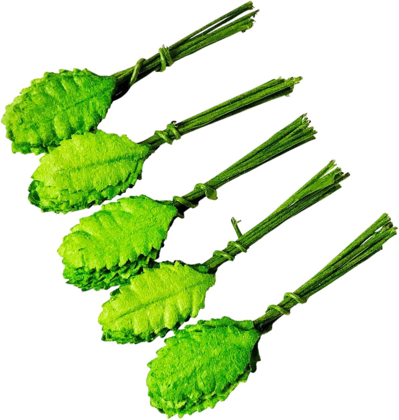 Ploen 50 pcs Green Leaves Roses Mulberry Paper Leaves with Wire Stems Size 1 cm Tiny Leaf Green103 Mulberry Paper Leaves Craft Supplies Scrapbooking Embellishments for so Many Card DIY Craft Projects image 4