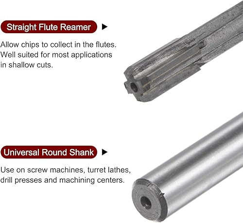 Miniatura 4 de HARFINGTON Escariador de 0.319 in H7 punta de carburo flautas rectas máquina de torno de vástago redondo Fresa