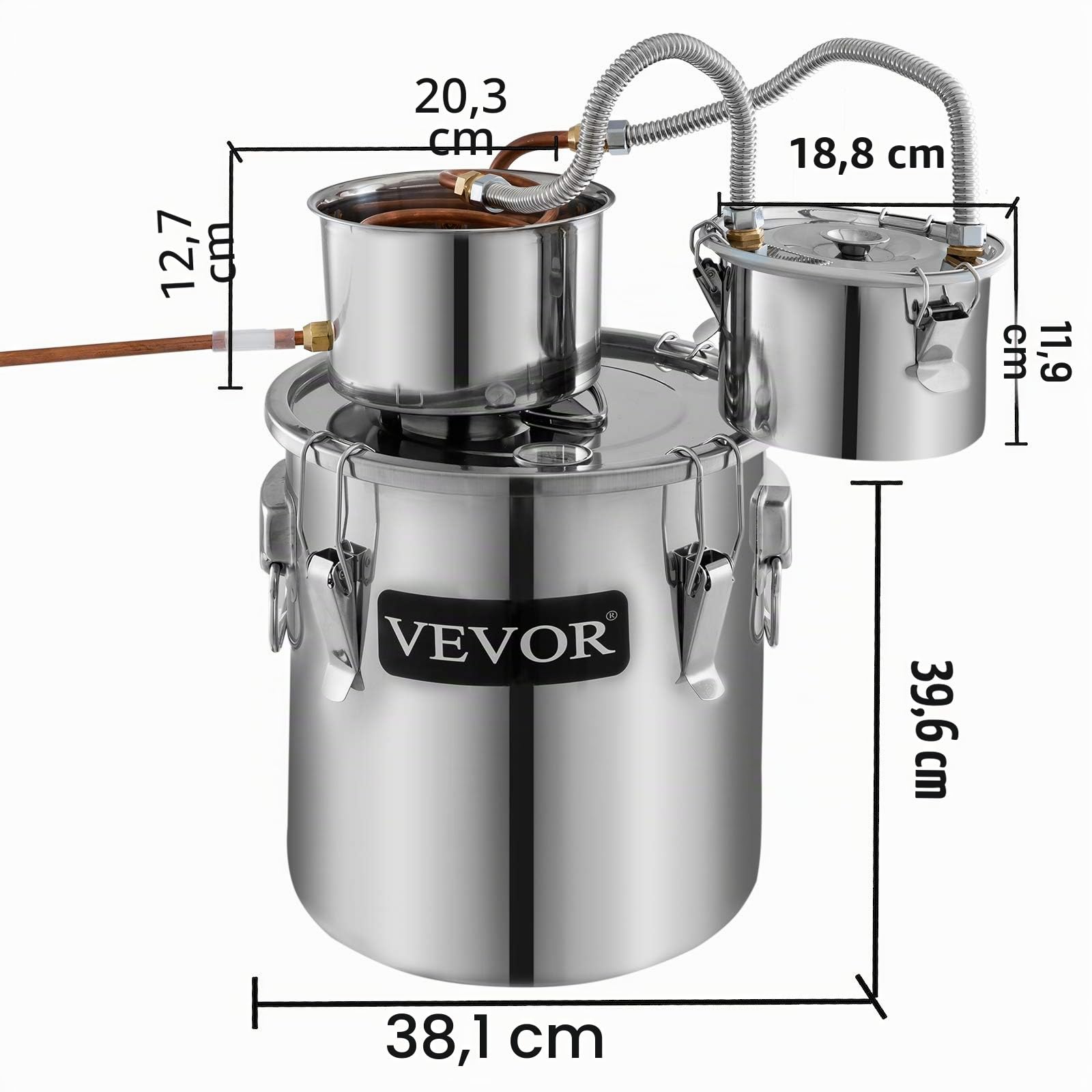 VEVOR Destilador de Agua 38,5L Máquina para el Agua Destilada Casera Destilación Filtro Purificador Acero Inoxidable Destilador de Agua Water Distiller Filtro de Destilación de Agua Pura