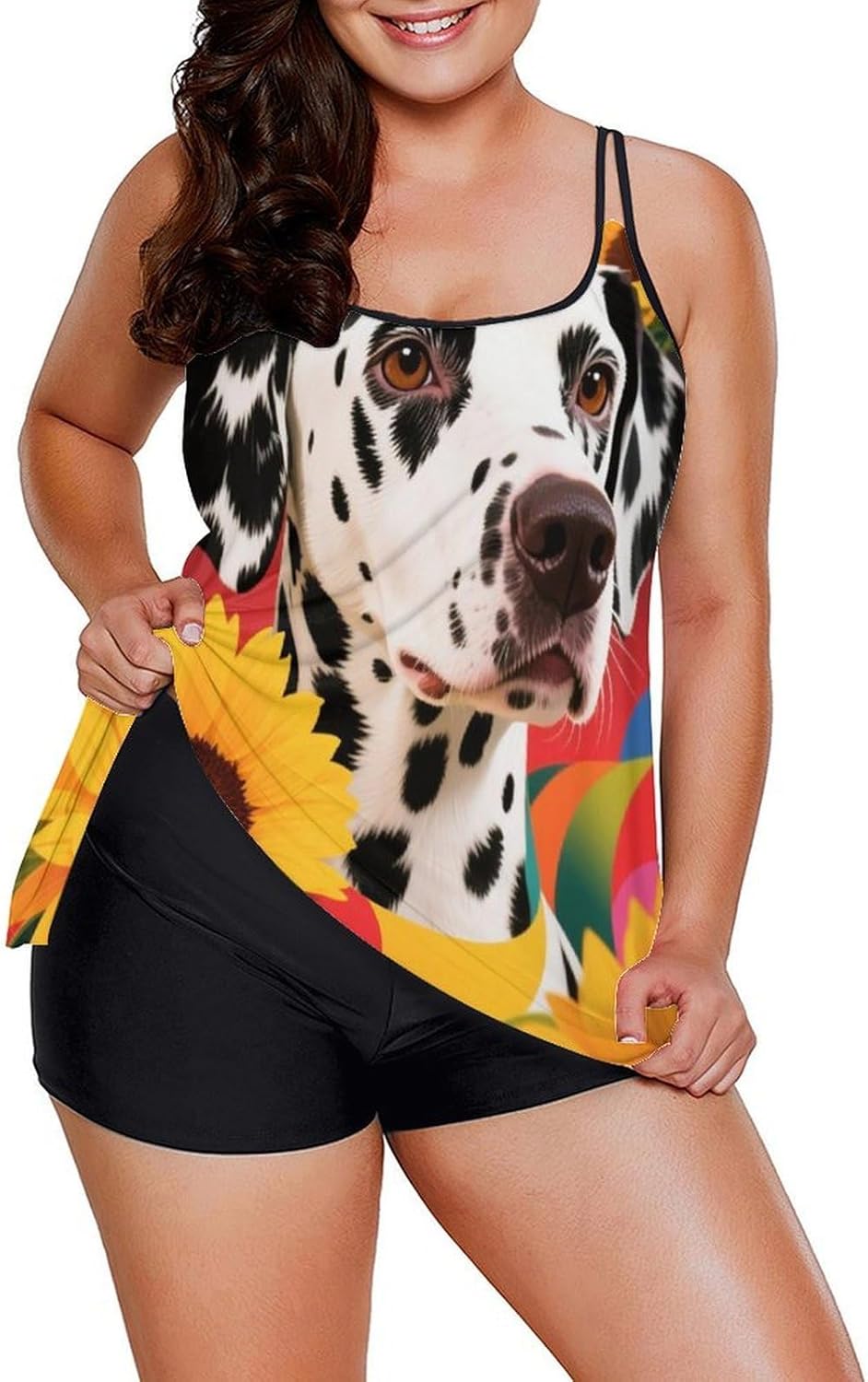 Two Piece Swimsuit for All Women, V Neckline Halter Swimdress Monokini