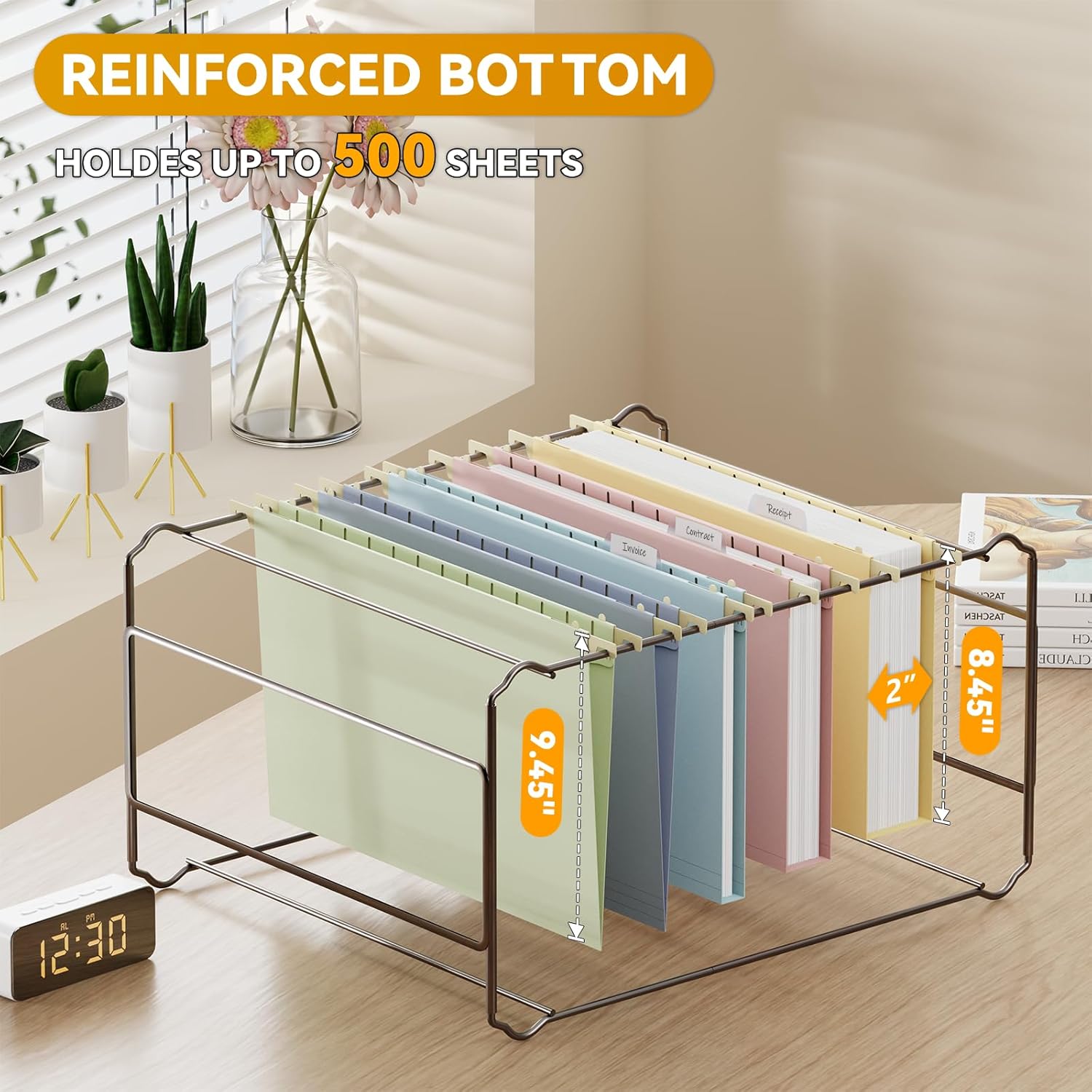 Legal Size Plastic Hanging File Folders Extra Capacity,12 Pack Sturdy Legal Hanging Folders for Filing Cabinet,Pastel Expandable Heavy Duty Hang Organizer Folder with Tabs,for Office School