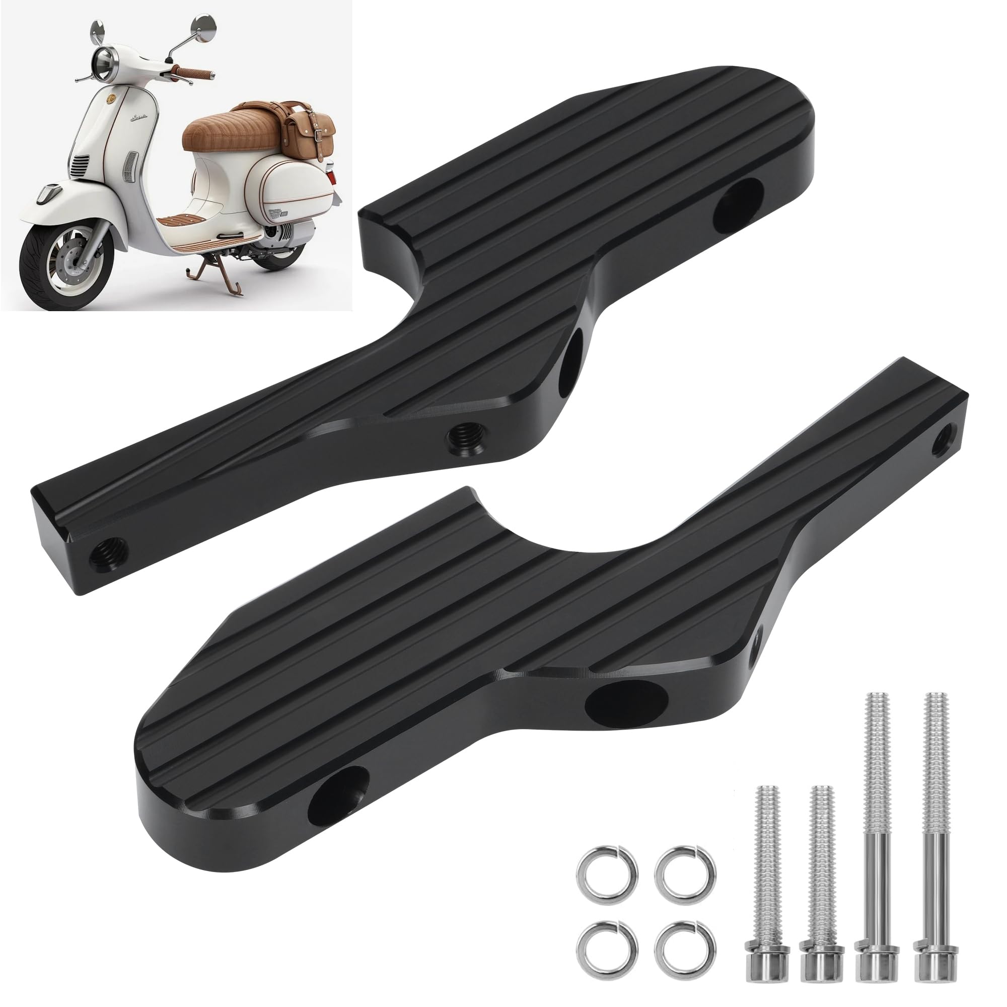 ohbien Motorrad Verlängerte Fußrasten für Vespa, 2 Stück fußrastenverlängerungen Beifahrerfußstütze Fußstütze Zubehör für Vespa GT GTS GTV 60 125 200 250 300, Schwarz