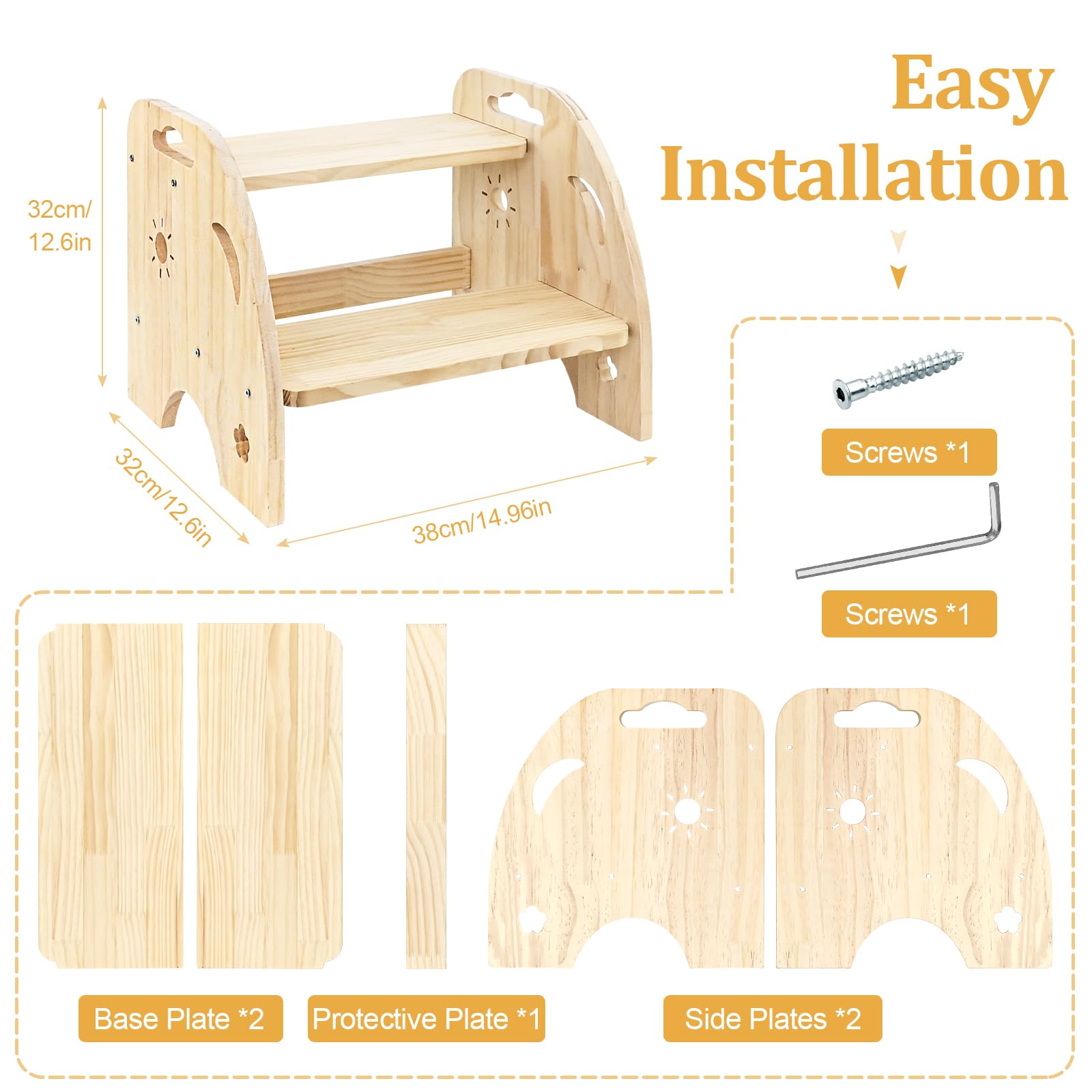 Sgabello Per Bambini, Sgabello Per Bambini Con Manico, Regolabile In Altezza A 2 Livelli, Portata 150kg, Per Bagno, Lavandino, Cucina, Cameretta Dei Bambini, Per Adulti E Bambini