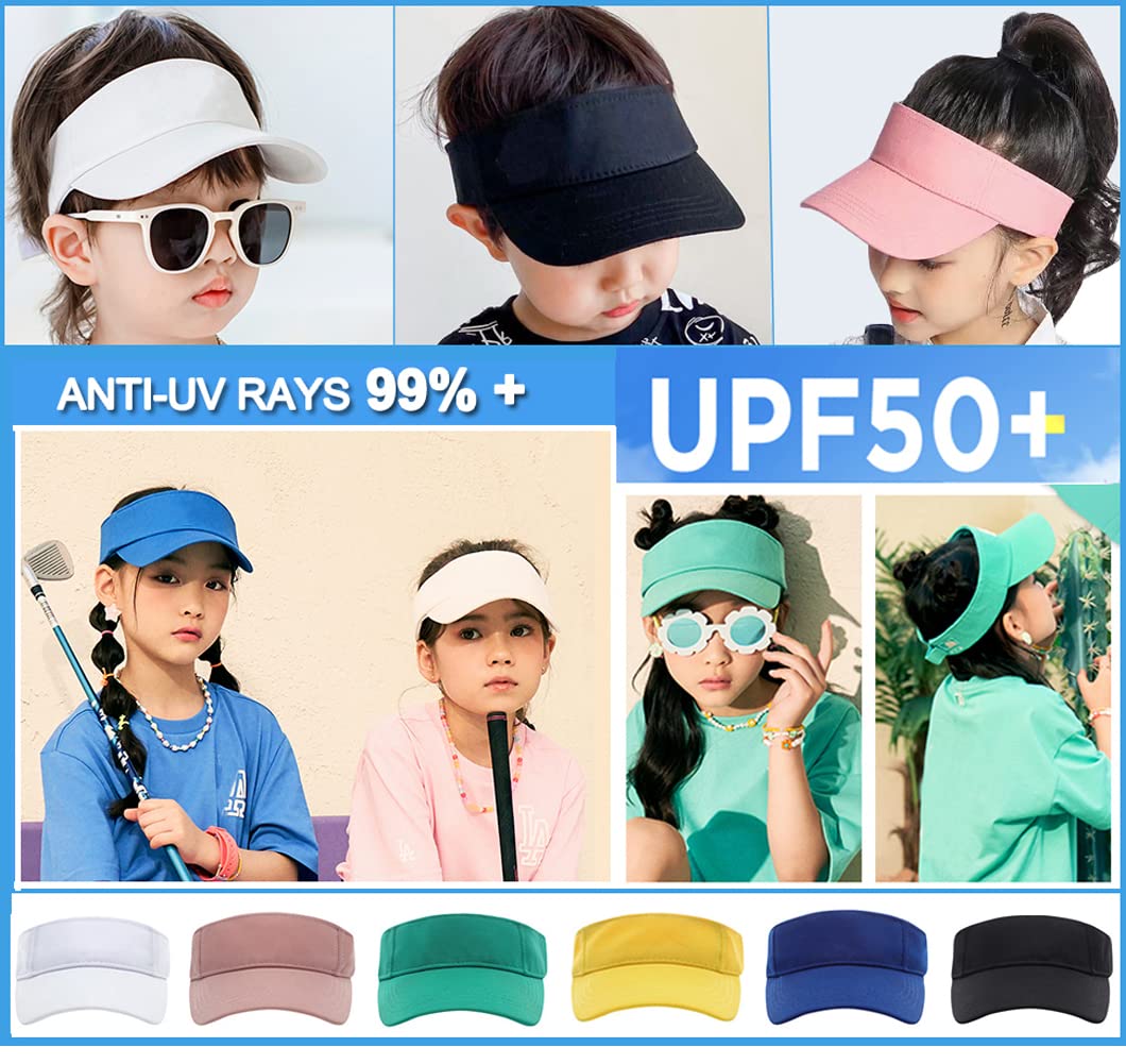 Sombrero de visera para niños de 4 a 12 años, visera de golf, anti UV, sombrero de verano para playa, sombrero de protección solar de ala ancha, gorra ajustable con visera a presión, gorra