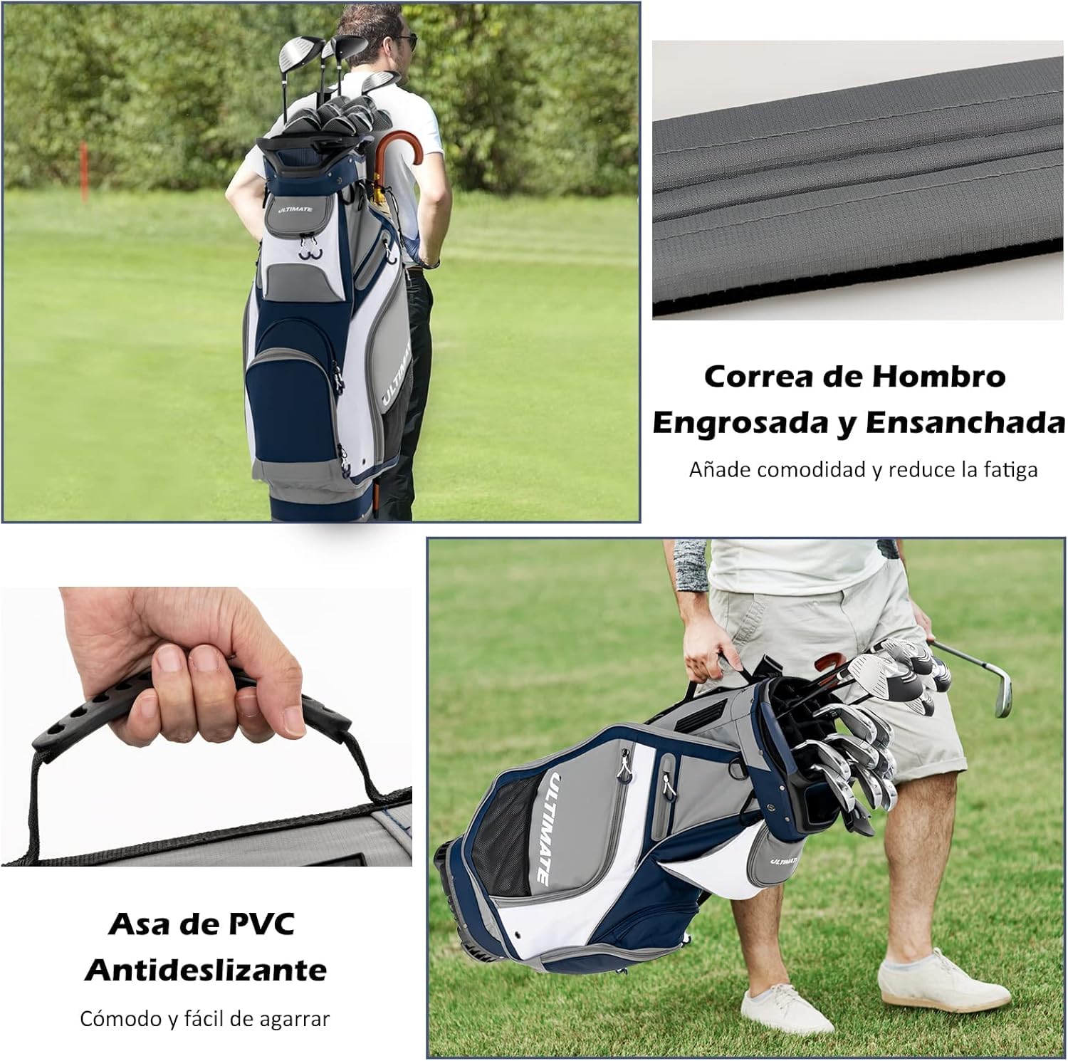 GOPLUS Bolsa de Golf con 14 Compartimentos Superiores, Bolsa para Palos Ligera con 7 Bolsillos con Cremallera, Capucha para Lluvia, Soporte de Golf Portátil con Asa y Correa para Adultos Unisex