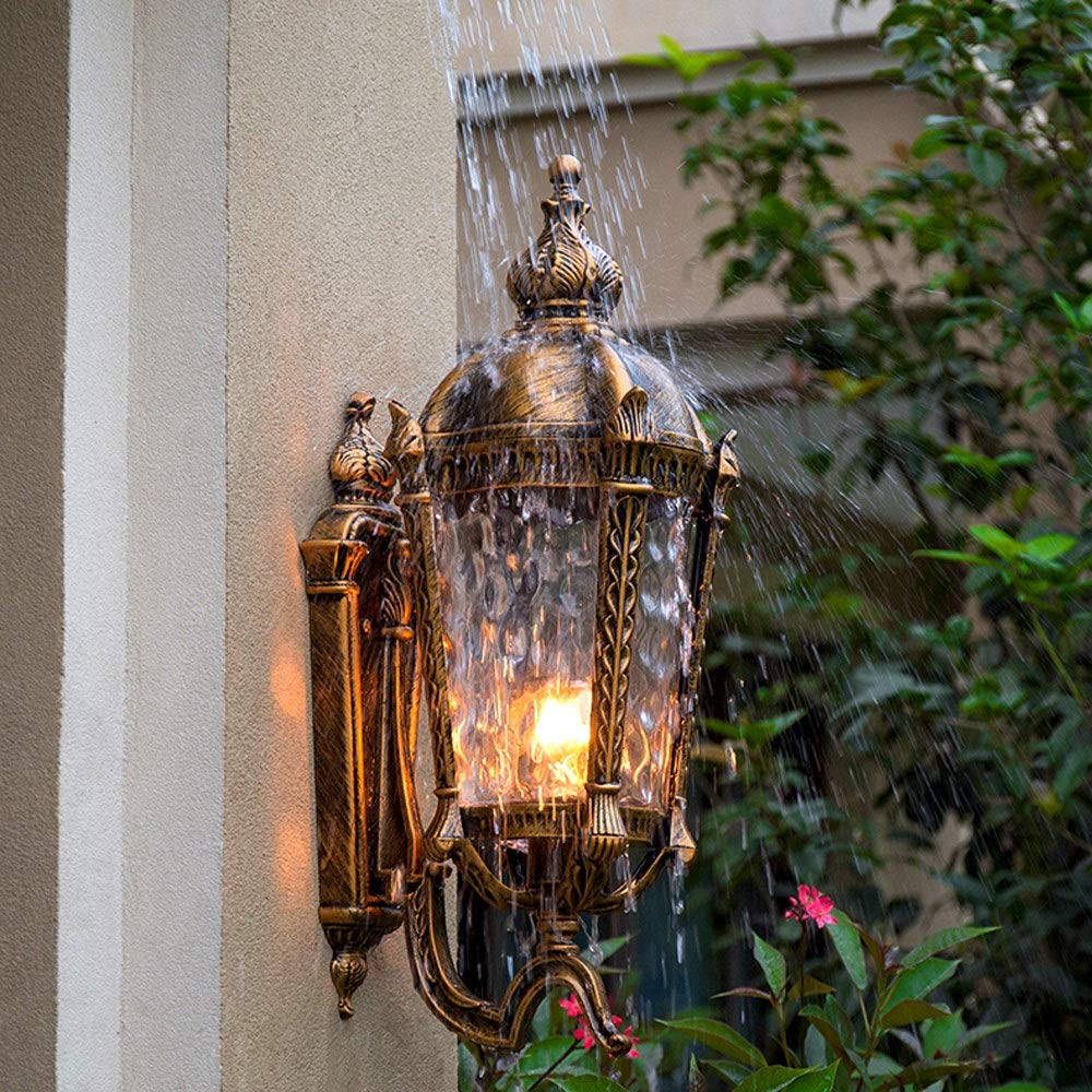 Wodoodporna lampa ścienna na zewnątrz IP55, szklana latarnia ogrodowa, ganek, wykończenie brązu, odlew aluminiowy, do domu, patio, podjazdu, stoiska, wodoodporna