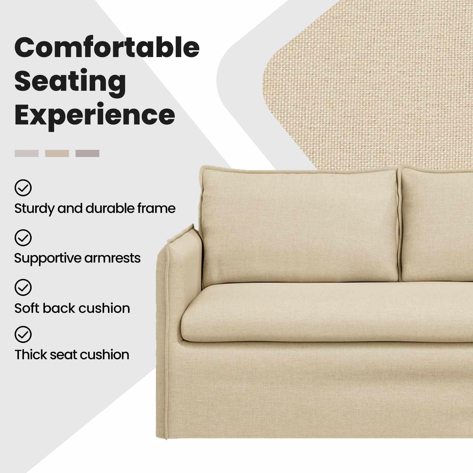 vidaXL Sofa Kremowy 156 x 82 x 85 cm tkanina