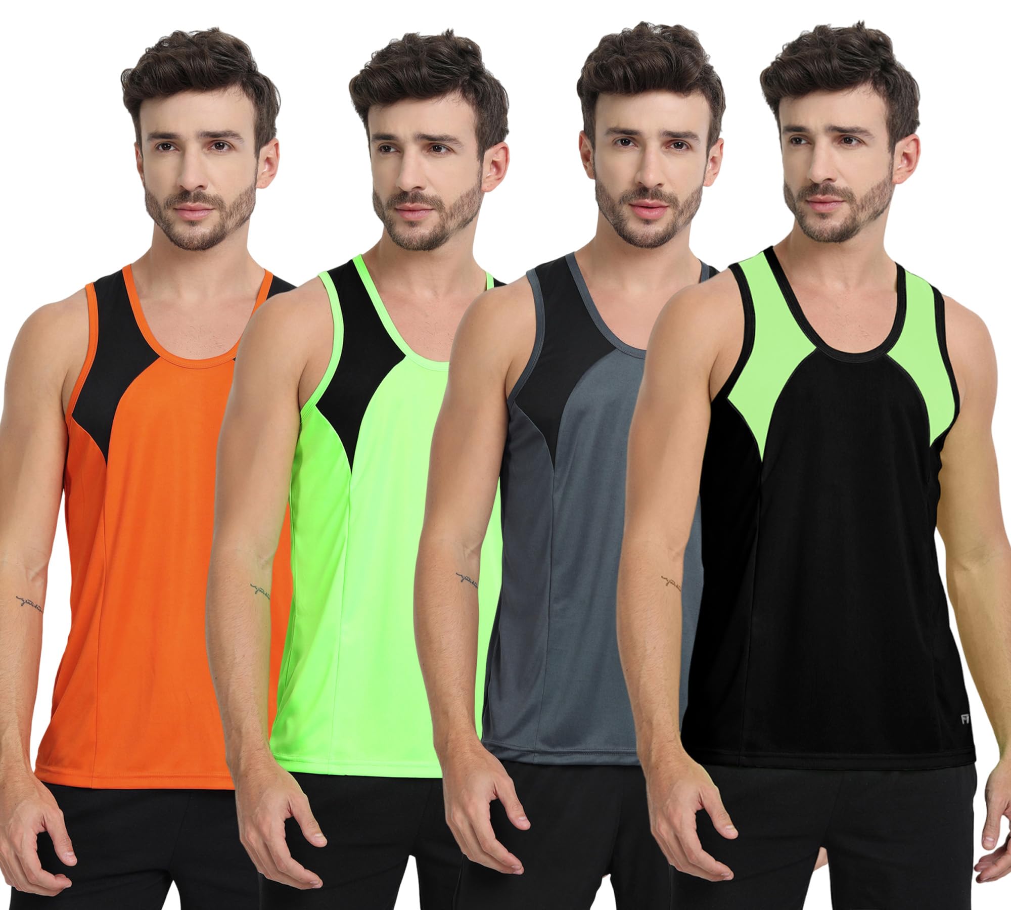 Colorblock Sleeveless Dri-Fit Sports Vest for Men (Pack of 4)-image-36