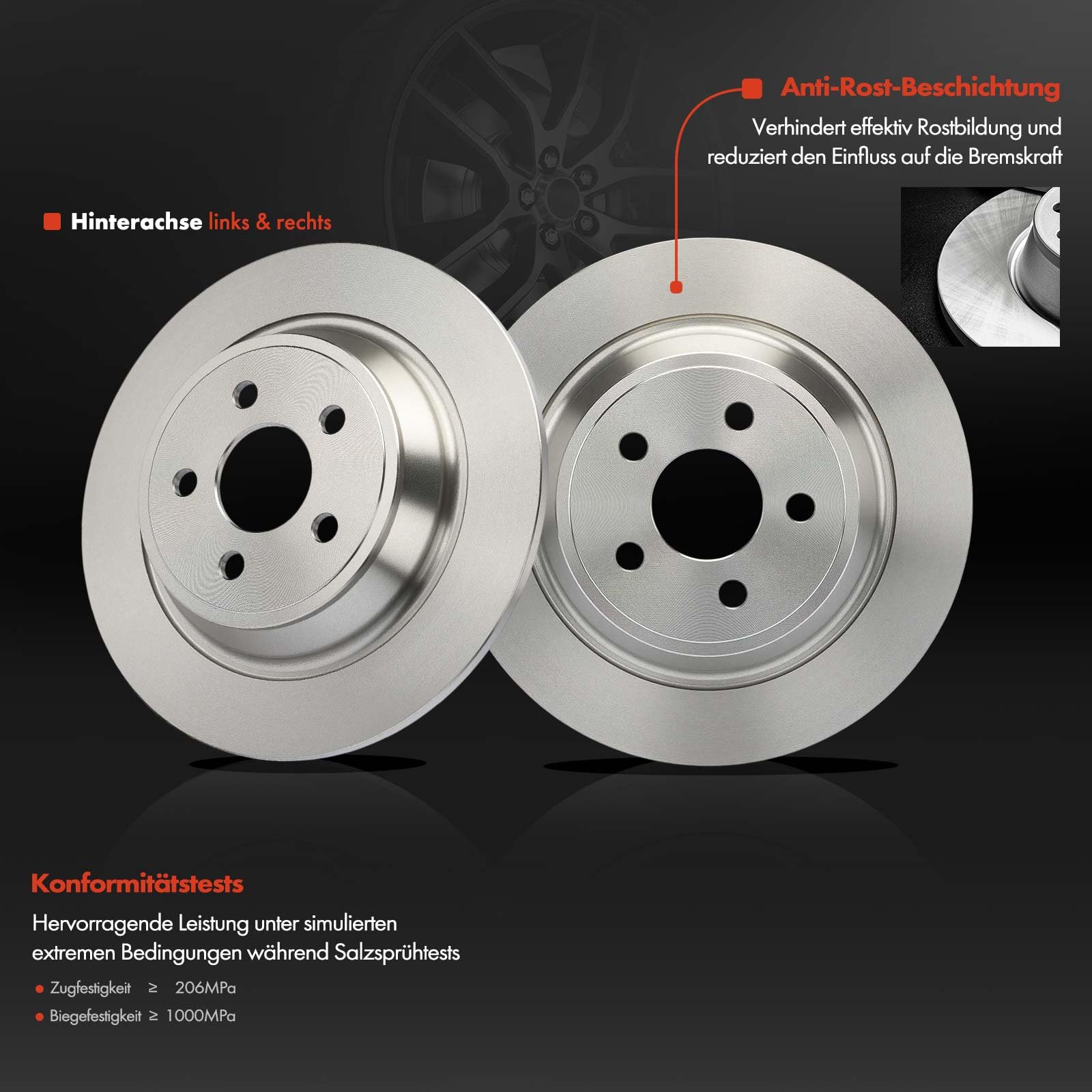 Frankberg Klocki hamulcowe, tarcze hamulcowe, kompatybilne z Galaxy 2015-2025 Rear Brake Rotors + zestaw 2 par zamienników KTJ1GC2M007AA