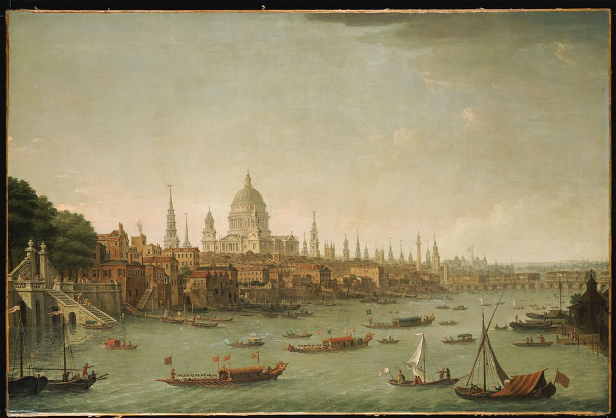 ARTXLXXBN Famous Print Painting Colorful Art Print the City of London From the Thames Near the Water Gate of Somerset House by Antonio Joli Canvas Art Decorations for Home Decor 60x90cm
