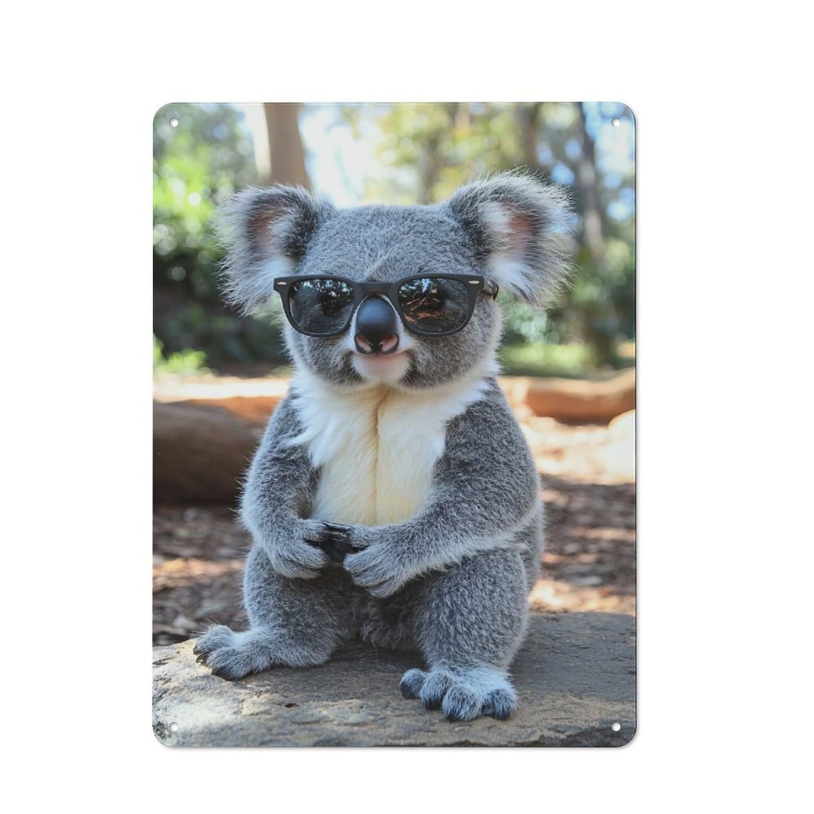 Junmoney Style-7 Tin Wall Plaque 40X30cm With Cool Koala With Sunglasses For Guest Room Or Hallway, For Garage, Workshop And Man Cave Decoration
