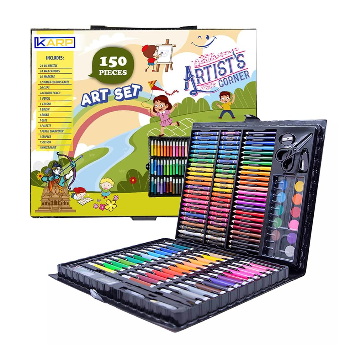 KARP Art Kit - Portable 150 Pieces Children Drawing Set with New Cardb