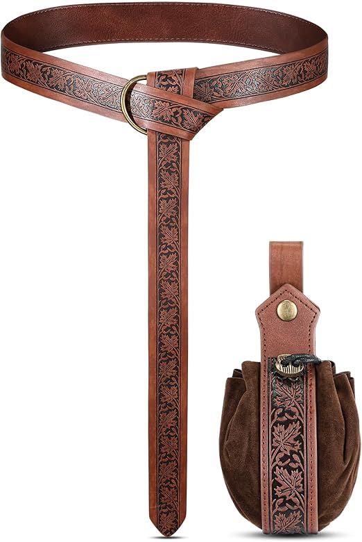 LEIFIDE 2 Pcs Medieval Viking Belt Renaissance Belt Pouch