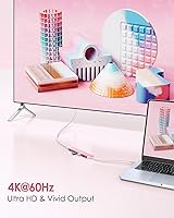 Vista 3 de LENTION Hub USB-C 8 en 1 con HDMI 4K 60Hz, entrega de energía de 100 W, datos USB C de 5 Gbps, 3 USB 3.0 y lector de tarjetas microSD y SD