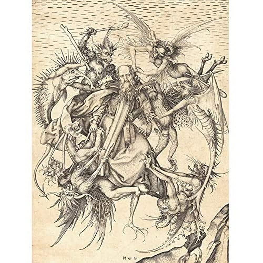 Schongauer Temptation Saint Anthony Engraving Unframed Wall Art Print Poster Home Decor Premium