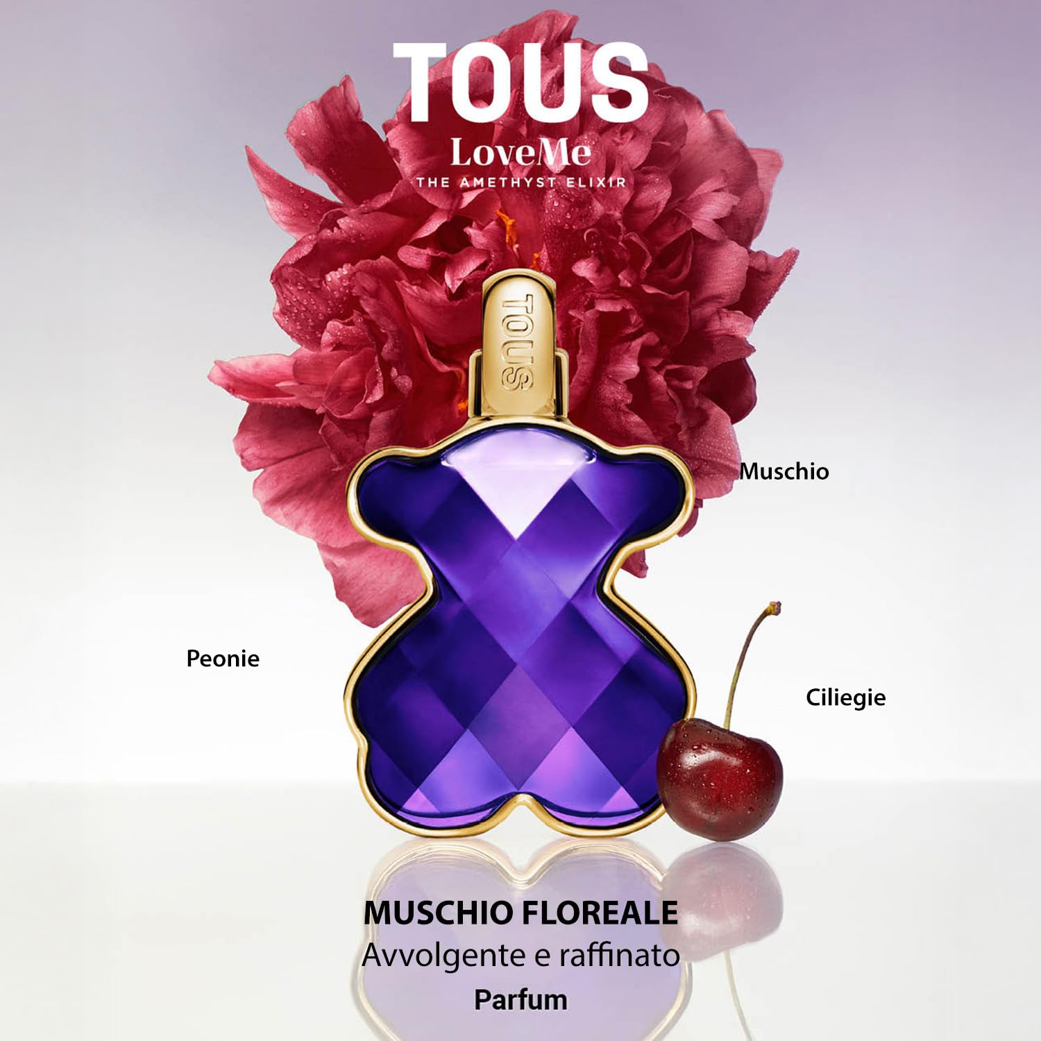 Tous LoveMe Amethyst Elixir, Eau de Parfum da donna, profumo floreale, fruttato, muschiato, con vaporizzatore