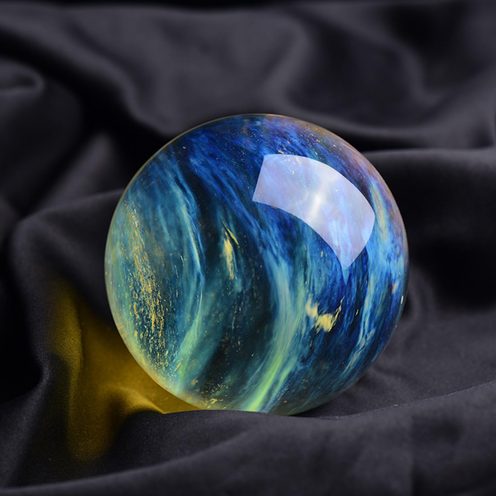 Gelbe Schmelzquarzkugel mit Ständer, natürliche dekorative Edelsteinkugel, Feng-Shui-Kristallkugel für Meditation, Heilung und als Dekoration für Zuhause,3.9"(10cm)