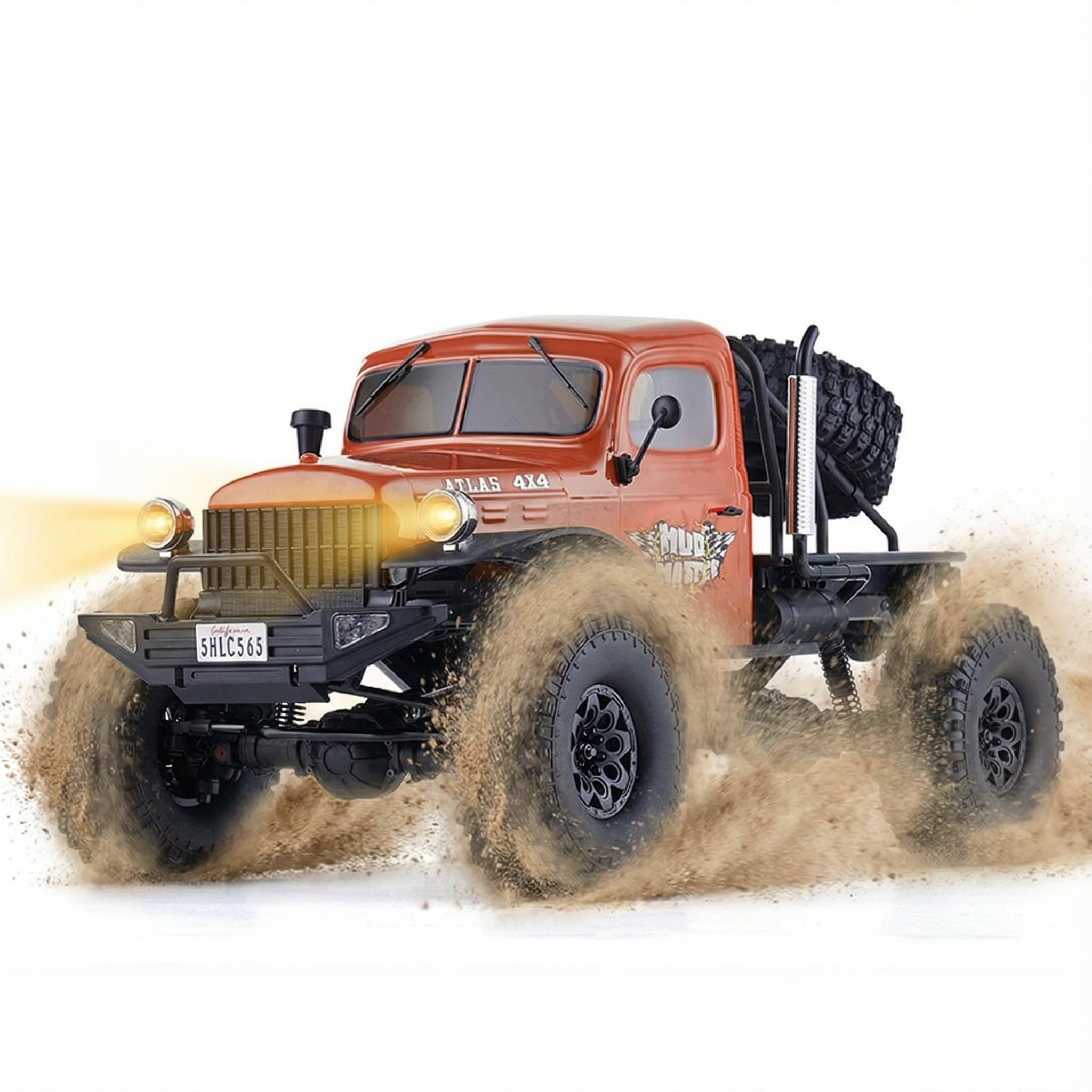 Fms Rochobby 1/10 Atlas Ready Set RC Crawler RC Truck 4X4 with Lighting, 2.4GHz Radio,Ball Bearing, Metal-Gear Full,4 Link Suspension,Rapid Separation Car Body for Adult Yellow