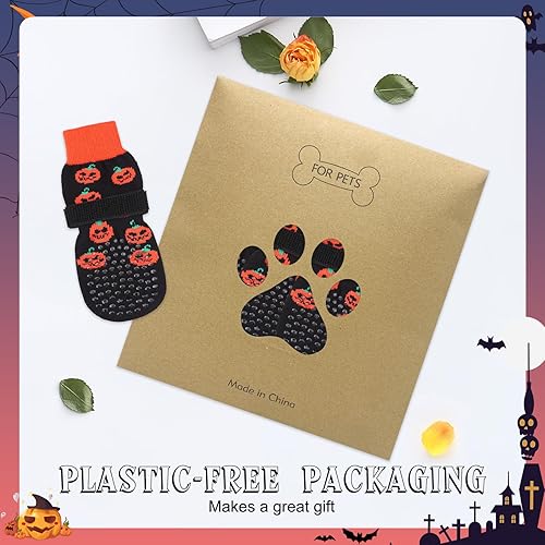 Miniatura 6 de BEAUTYZOO Calcetines antideslizantes para perros para evitar lamer patas, zapatos de perro para pavimento caliente, protector de agarre de pata de