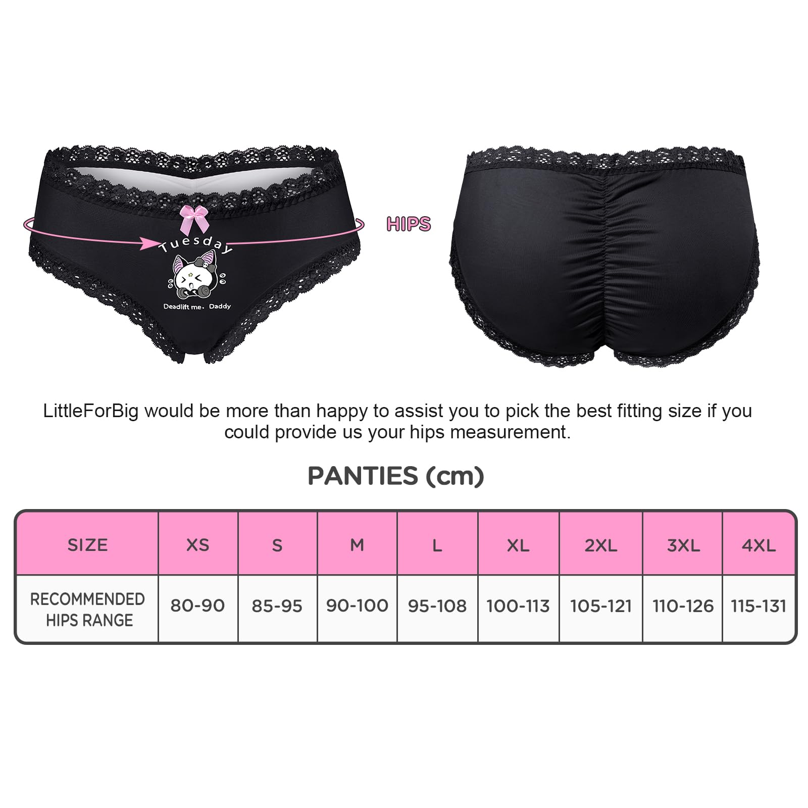 LittleForBig Biancheria intima da donna morbida e setosa confortevole slip hipster babydoll Batty Brat Giorni della settimana Set di 7 mutandine