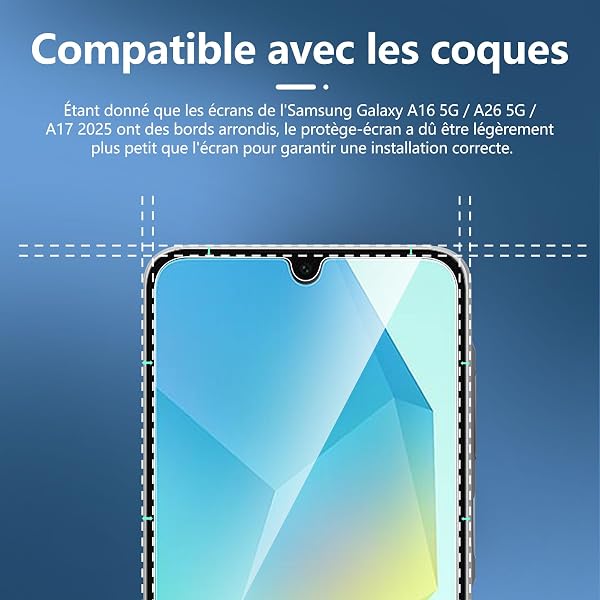 NEW'C Lot de 3, Verre Trempé pour Samsung Galaxy A17 2025, Galaxy A16 5G, Galaxy A26 5G, Film en Protection écran efficace contre les Rayures - sans Bulles - Ultra Résistant - HD Transparent-Dureté 9H - 3