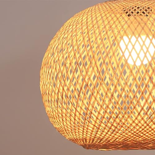 Miniatura 7 de Qufute Lámpara colgante de ratán enchufable de bambú con lámpara colgante E26 retro rústico de mimbre de mimbre con globo de araña tejida a mano de