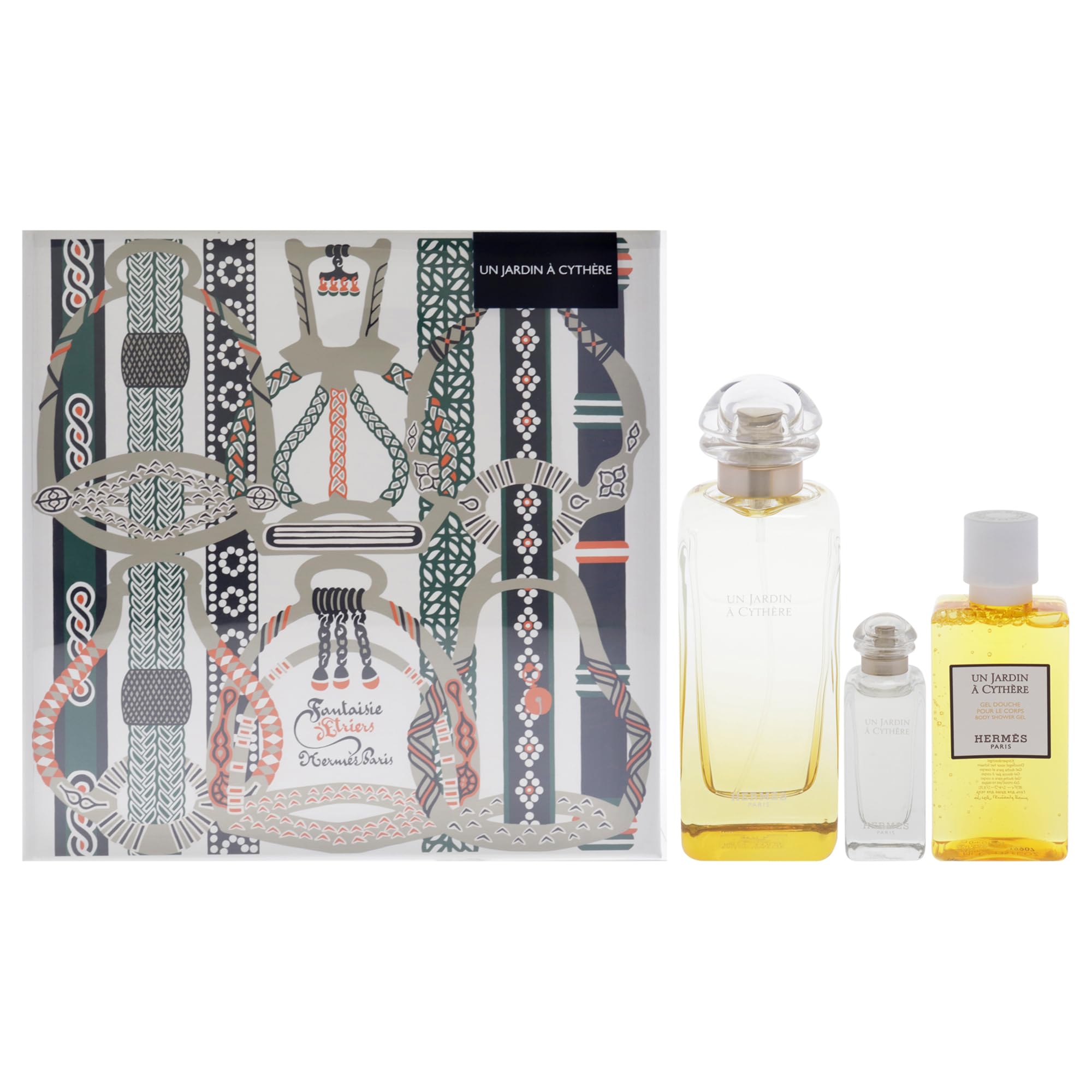 A Cythere by Hermes Garden for Unisex - 3 szt. Zestaw podarunkowy 3,3 uncji EDT Spray, 0,25 uncji EDT, 1,35 uncji Żel do kąpieli