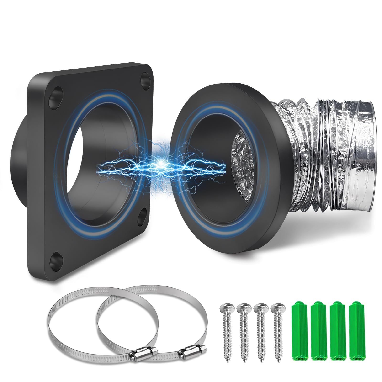 Magnetic Dryer Vent Coupling-Quick Connection and Disconnection Strong Magnet Self-Alignment Design Quick-Installation Dryer Magnetic Vent Connector Airtight Seal Dryer Vent Connector Kit (Space Gray)
