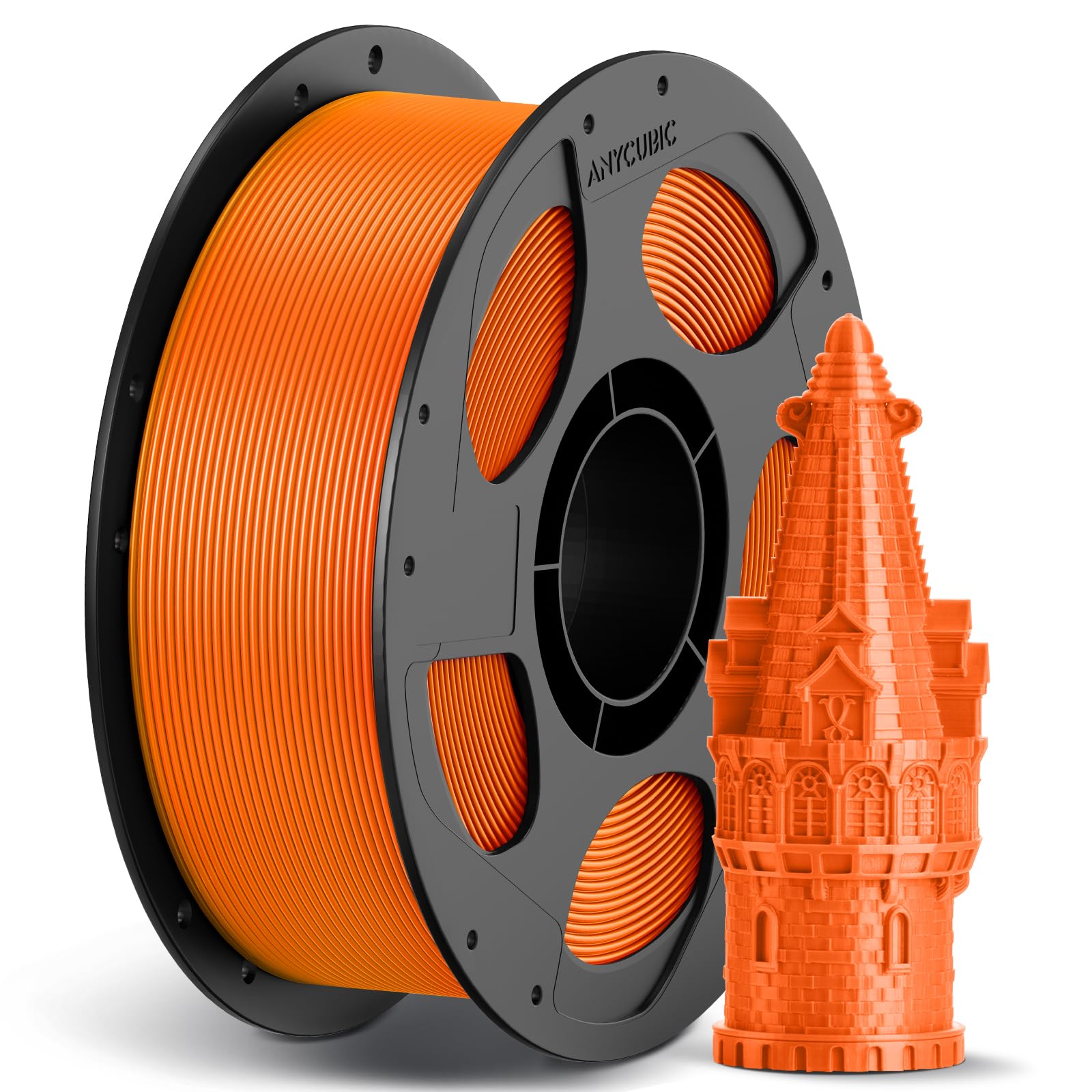 ANYCUBIC Hohe Geschwindigkeit PLA Filament 1.75mm, Refill Filament und Spool Kit,Bis zu 600 mm/s High Speed 3D Drucker Filament, Intelligente Identifikation, HS PLA Orange