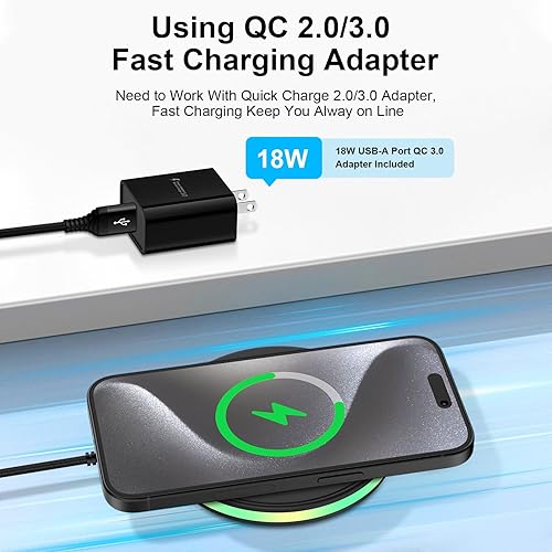 Miniatura 3 de Cargador inalámbrico rápido de 15 W para Samsung Galaxy S24 S23 S23FE S22Ultra S21 S20 S9 S8, estación de carga inalámbrica con adaptador para Pixel