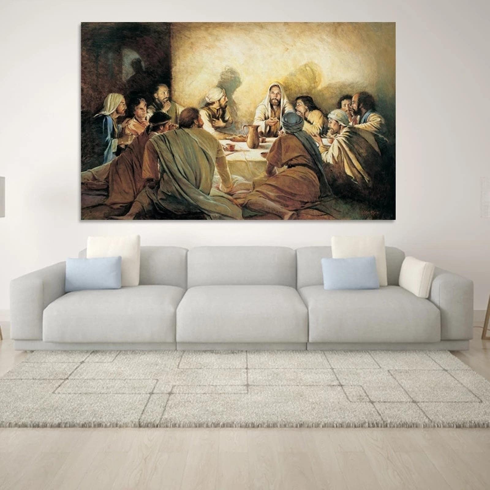 Letztes Abendmahl Da Vinci Berühmte Leinwand Gemälde Poster und Drucke Jesus und Jünger Skandinavien Wandkunst Bild für Zuhause 60x92cm Mit Rahmen