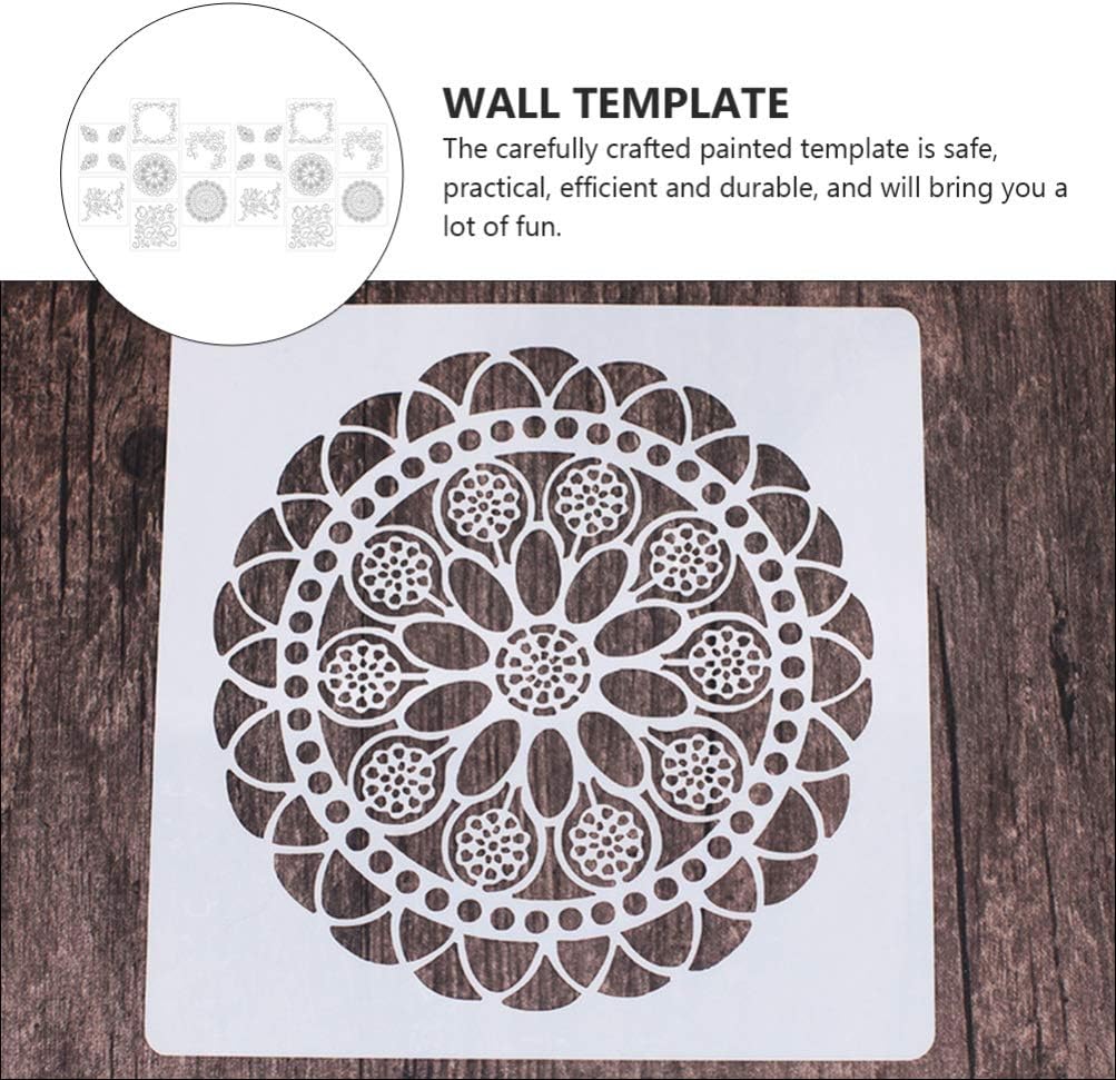 Amazon Exceart 14個曼荼羅絵画ステンシル曼荼羅花テンプレートステンシル床壁の装飾diyの岩絵アートプロジェクト エアブラシ 通販